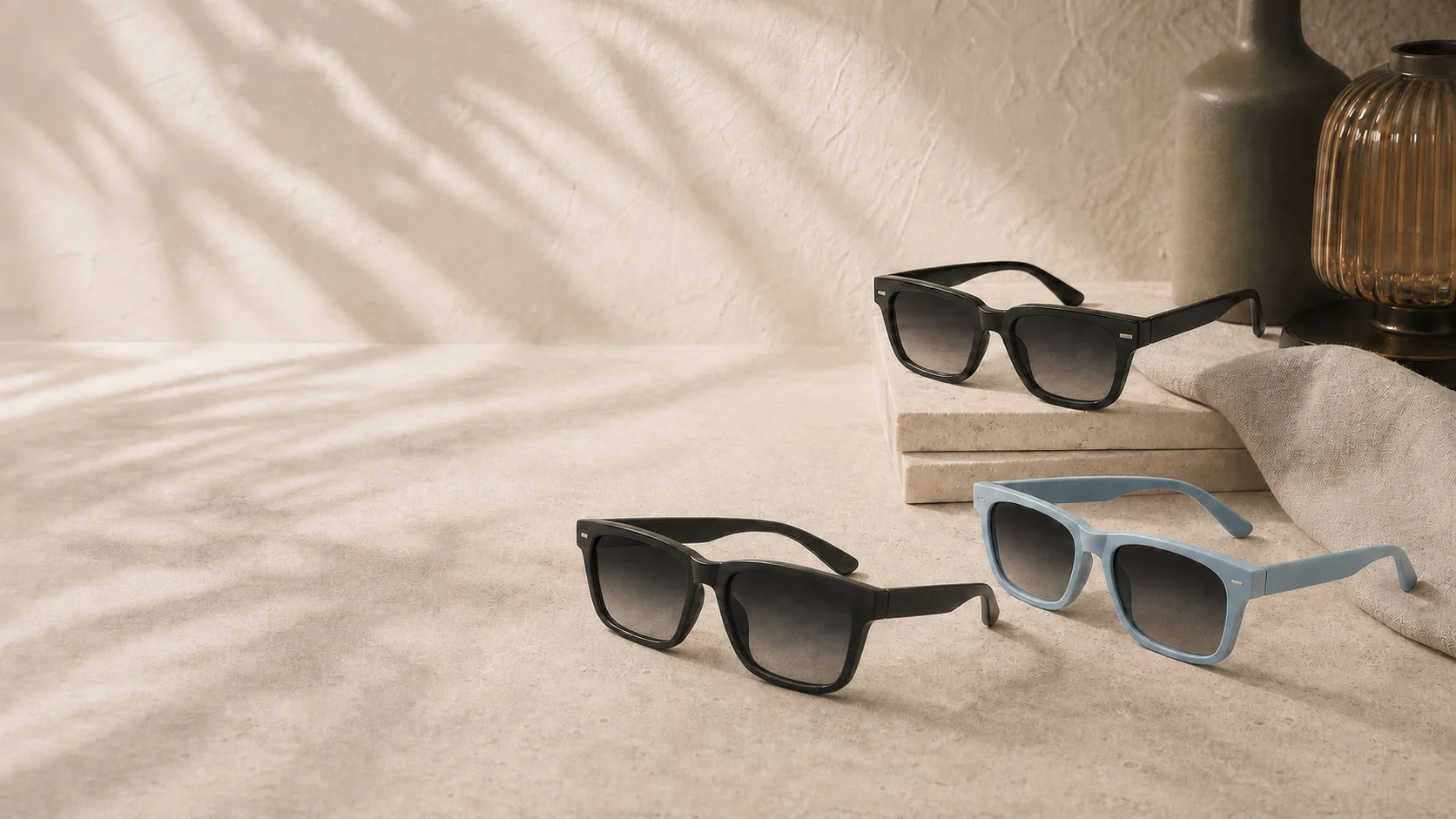 The Shades Direct frames arranged for everyday styling